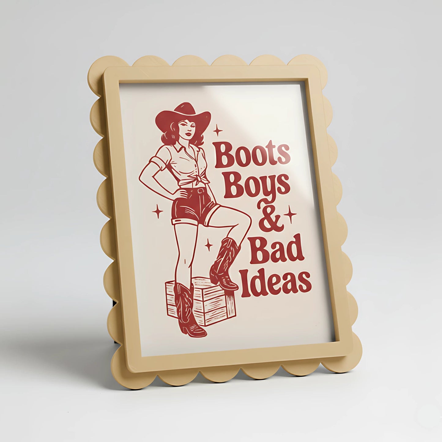 Magnetic Modular Scallop Plastic Frame - Beige - 5x7 Inch