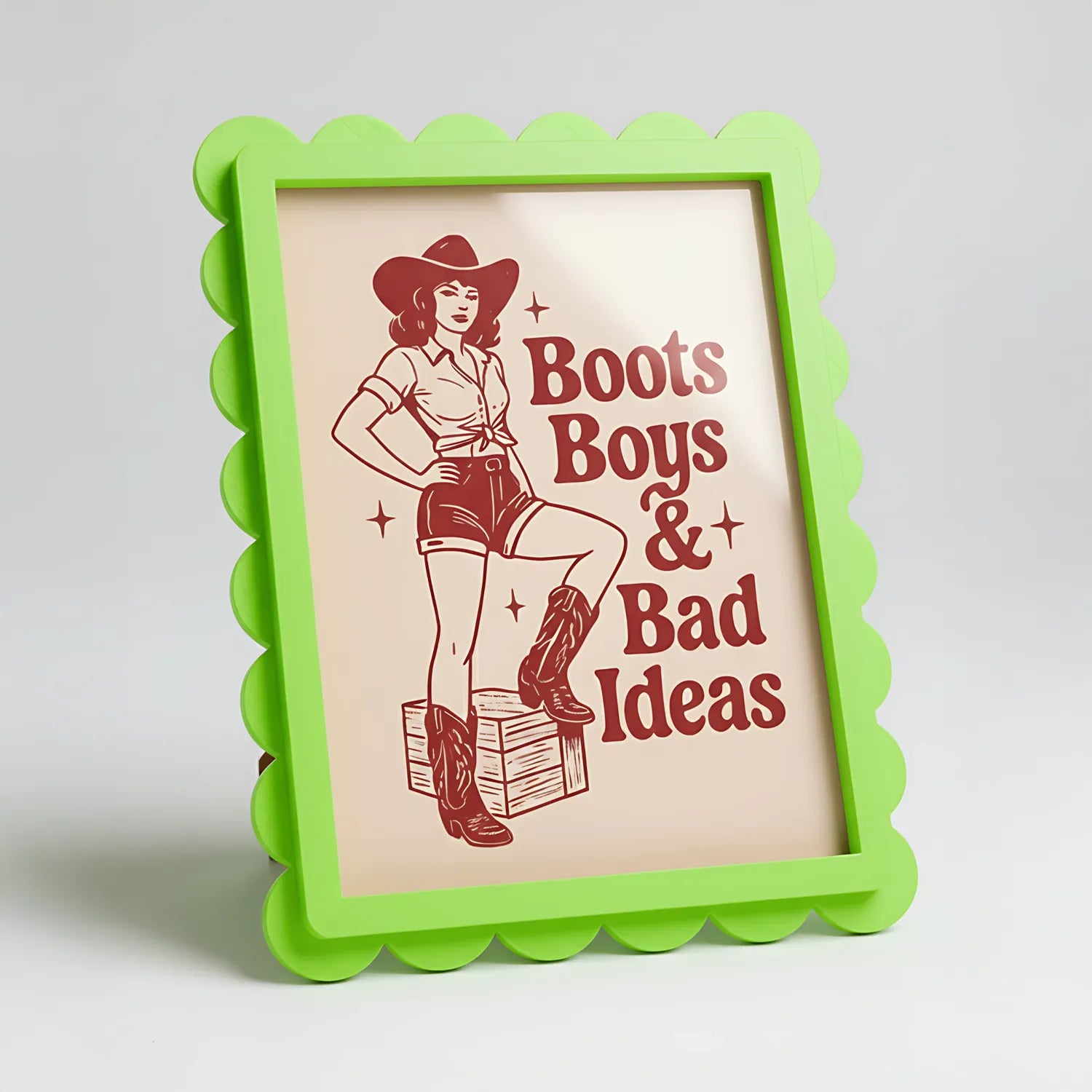 Magnetic Modular Scallop Plastic Frame - Bright Green - 5x7 Inch