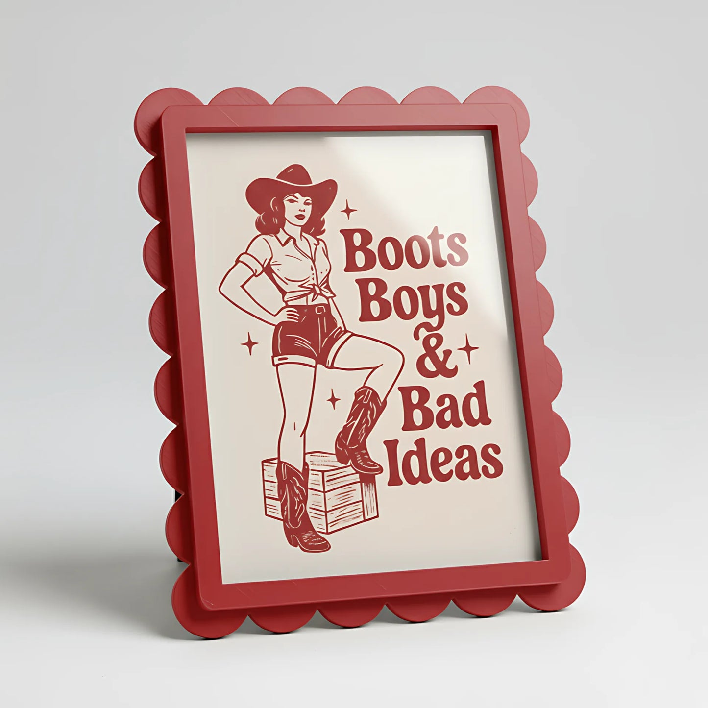 Magnetic Modular Scallop Plastic Frame - Cherry Red - 5x7 Inch