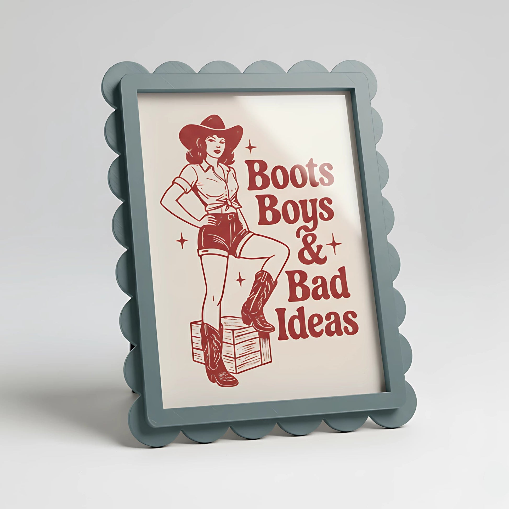 Magnetic Modular Scallop Plastic Frame - Greyish Blue - 5x7 Inch