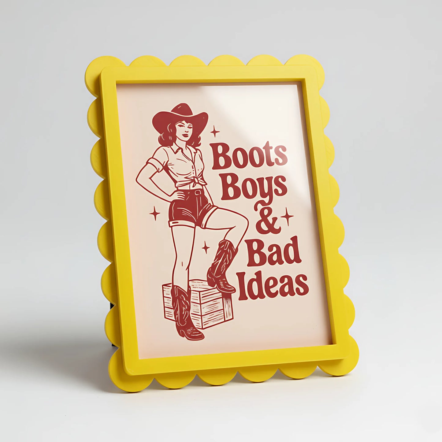 Magnetic Modular Scallop Plastic Frame - Lemon Yellow - 5x7 Inch