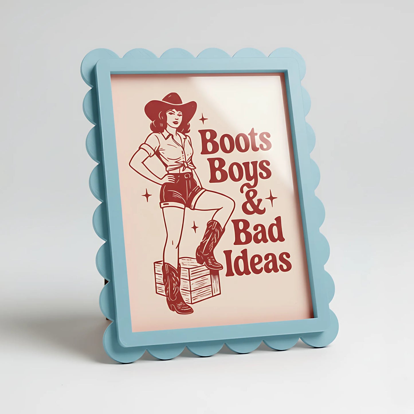 Magnetic Modular Scallop Plastic Frame - Light Blue - 5x7 inch