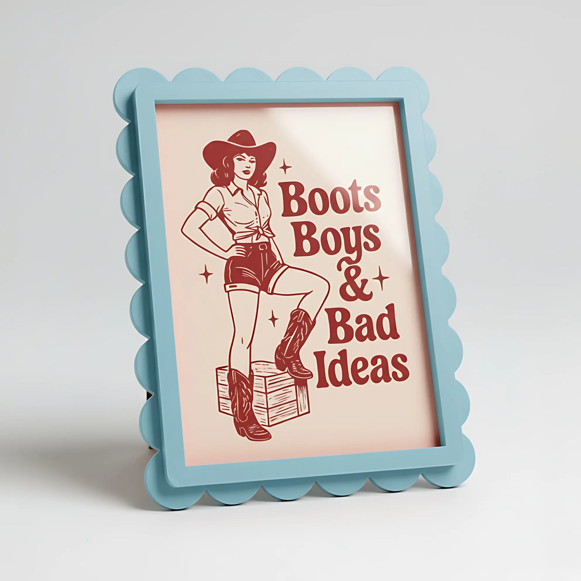 Magnetic Modular Scallop Plastic Frame - Light Blue - 5x7 inch