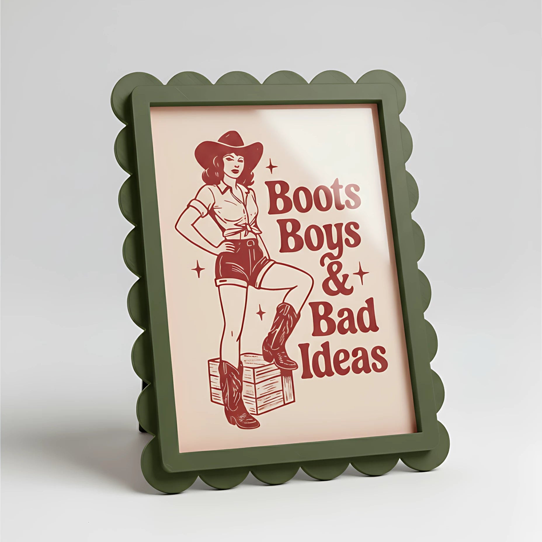 Magnetic Modular Scallop Plastic Frame - Matt Olive Green - 5x7 Inch