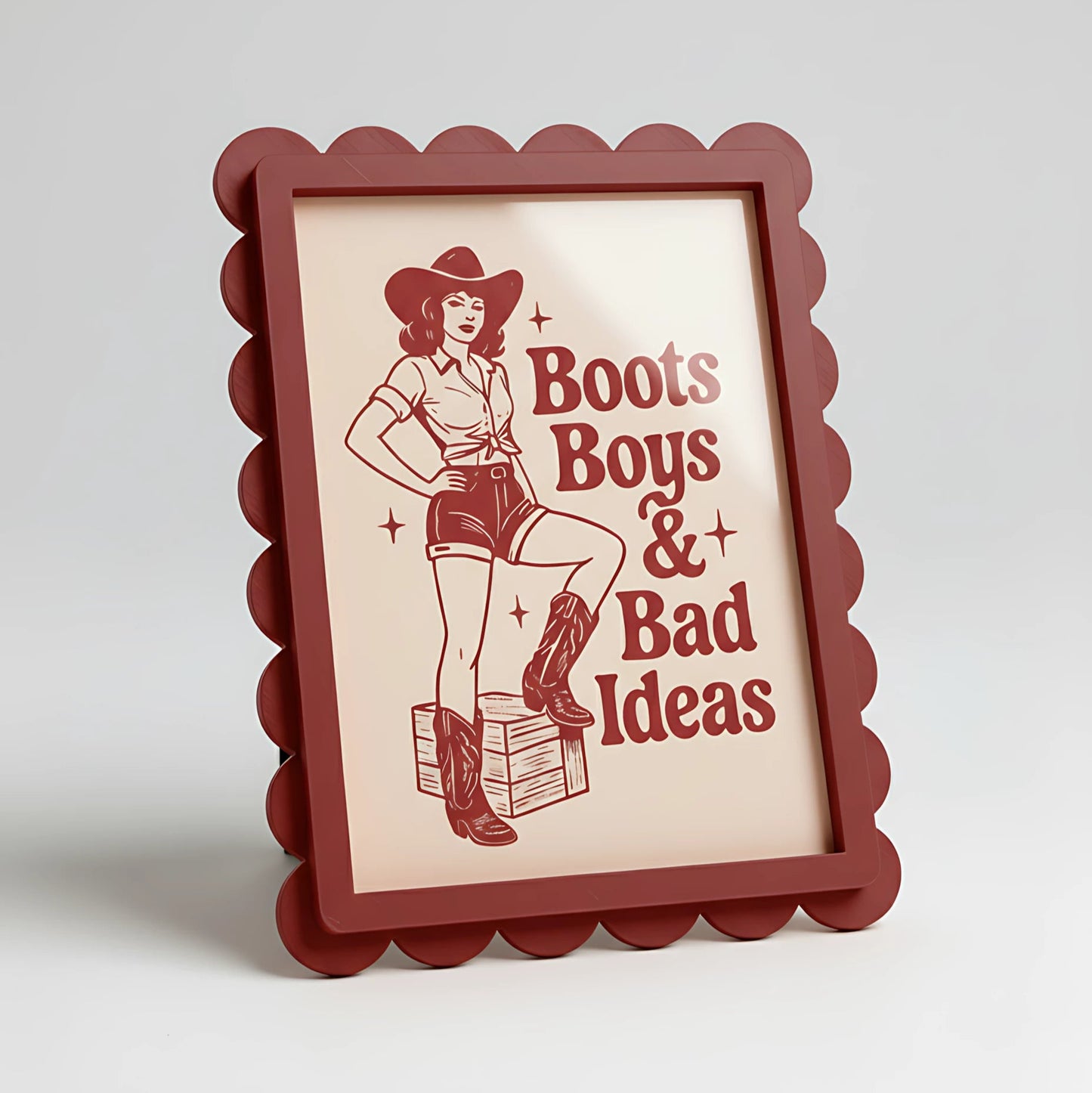 Magnetic Modular Scallop Plastic Frame - Matt Ruby Red - 5x7 Inch