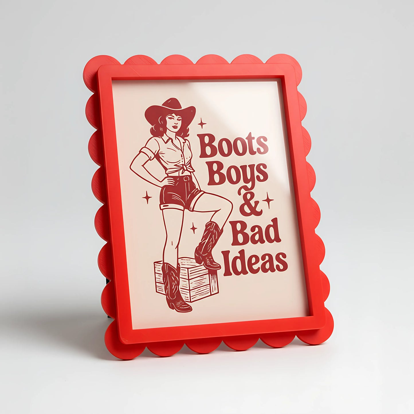 Magnetic Modular Scallop Plastic Frame - Red - 5x7 inch