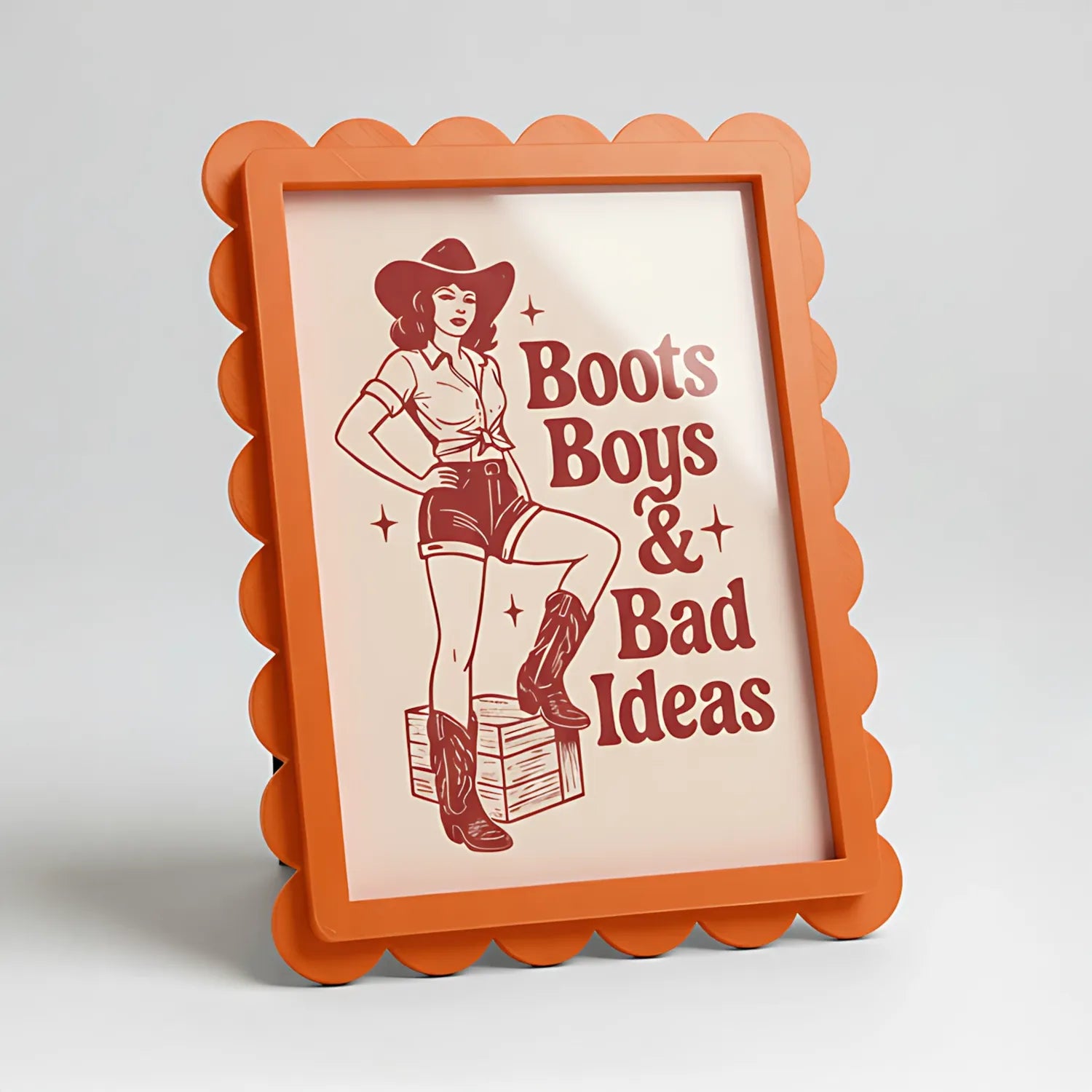 Magnetic Modular Scallop Plastic Frame - Tangerine Orange - 5x7 Inch