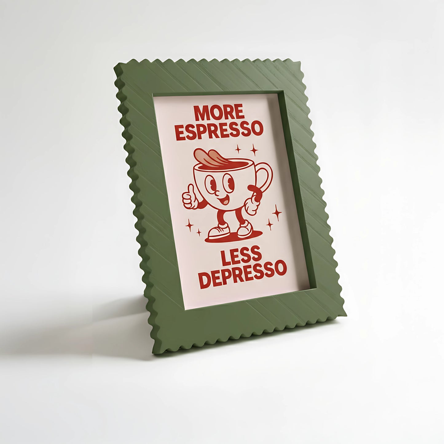 Magnetic Modular Squiggle Plastic Frame - Matt Olive Green - 5x7 Inch