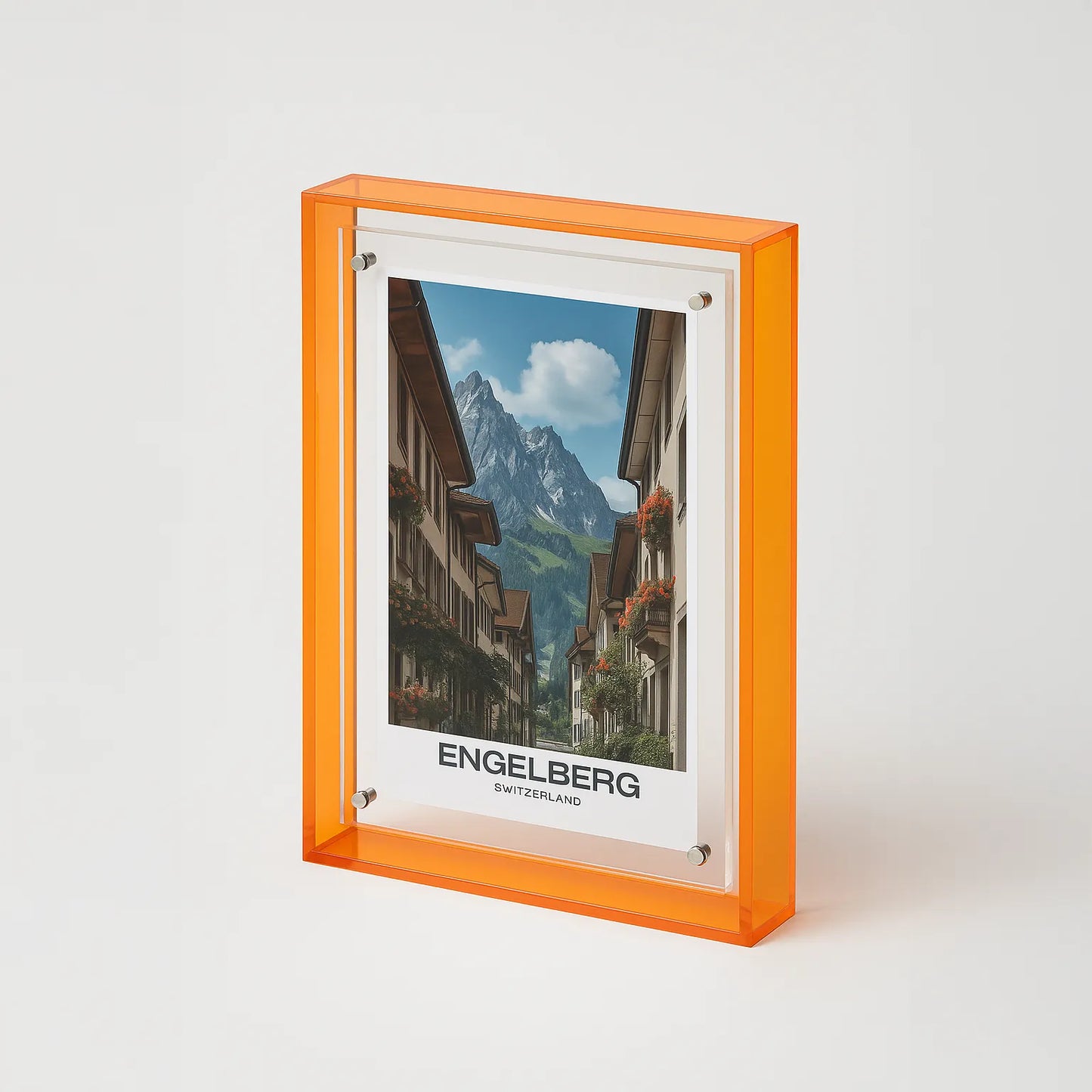 Coloured Transparent Acrylic Picture Frame - Orange.