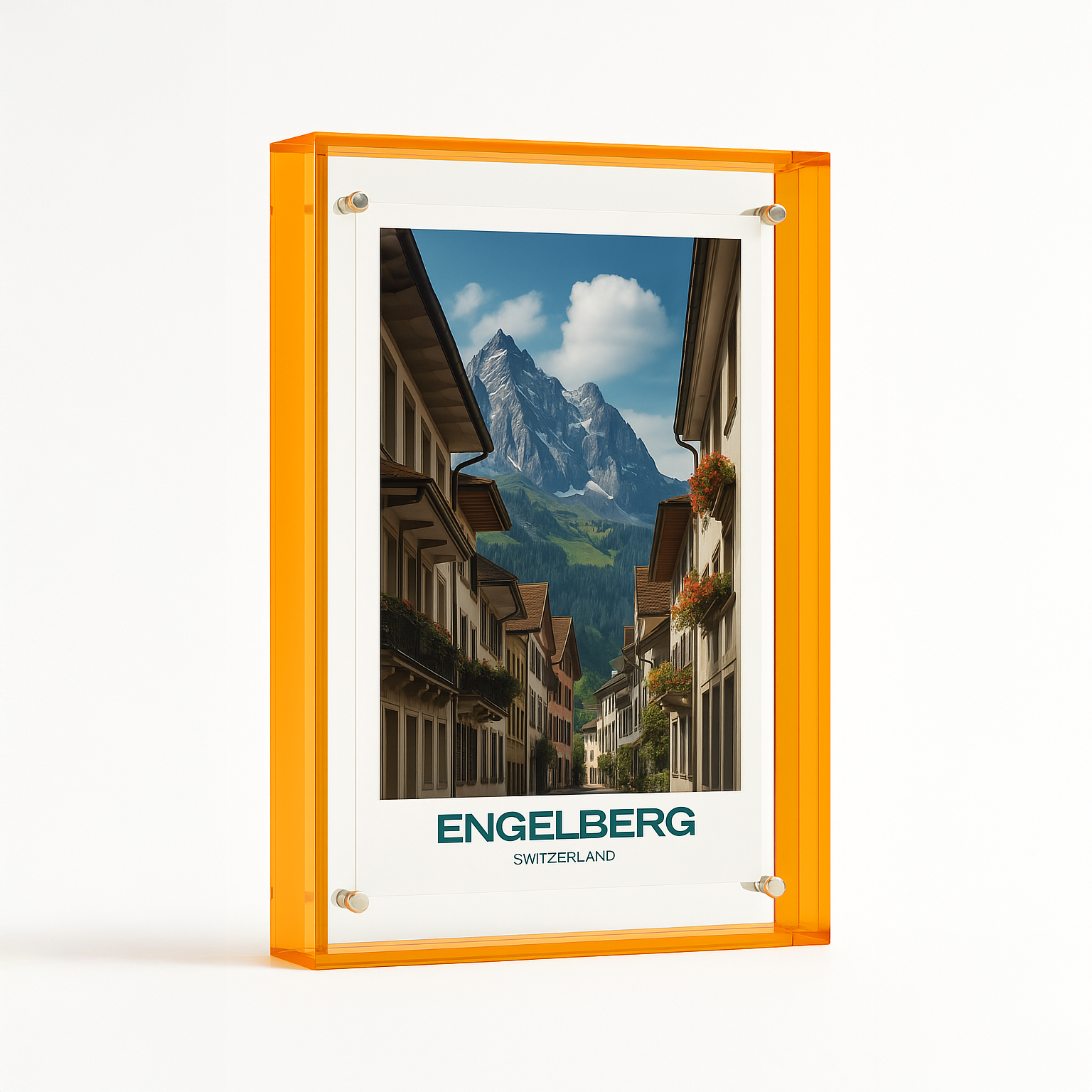 Coloured Transparent Acrylic Picture Frame - Orange