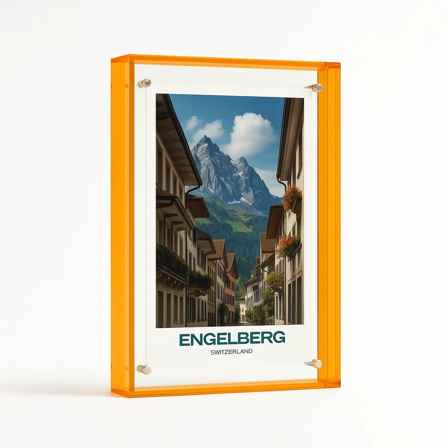 Coloured Transparent Acrylic Picture Frame - Orange.