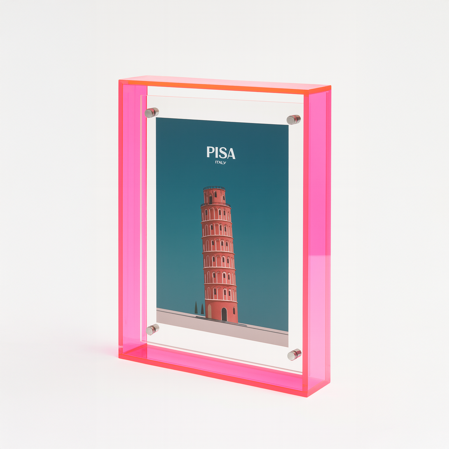 Coloured Transparent Acrylic Picture Frame - Pink