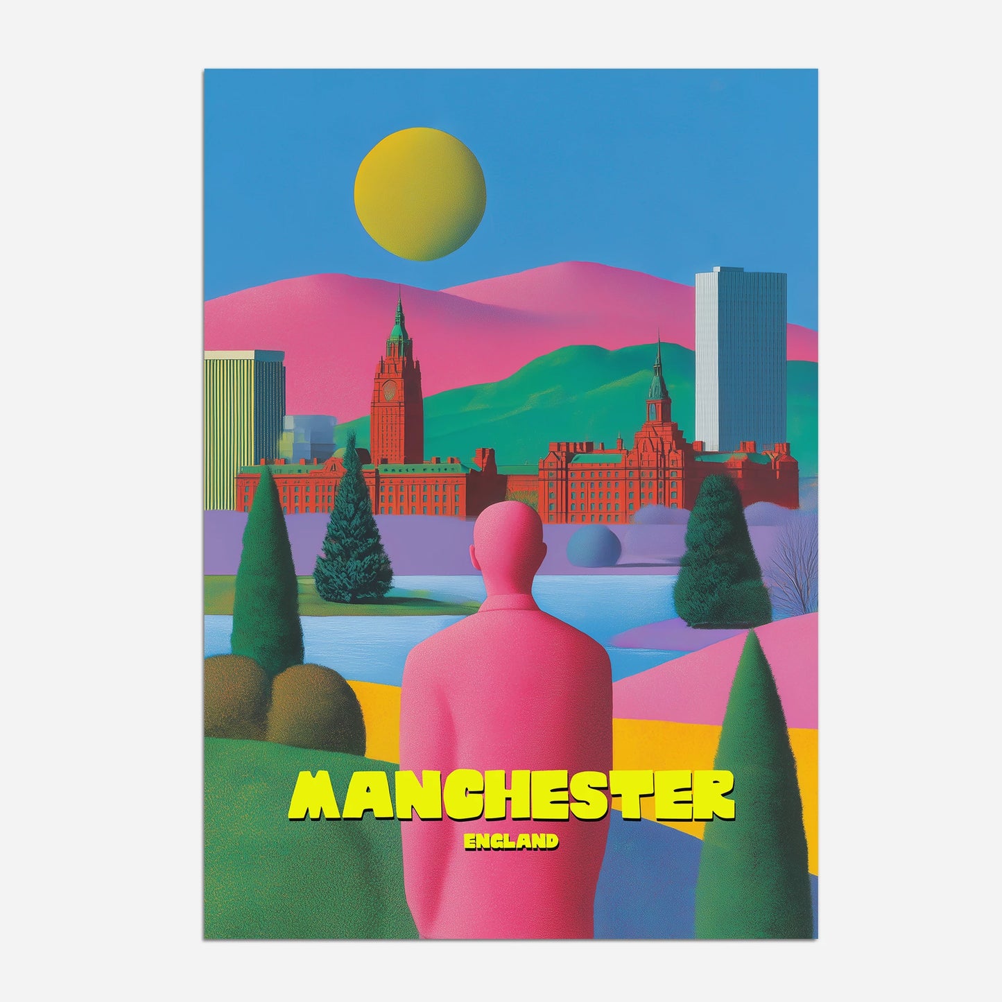 Manchester Skyline England Travel Poster