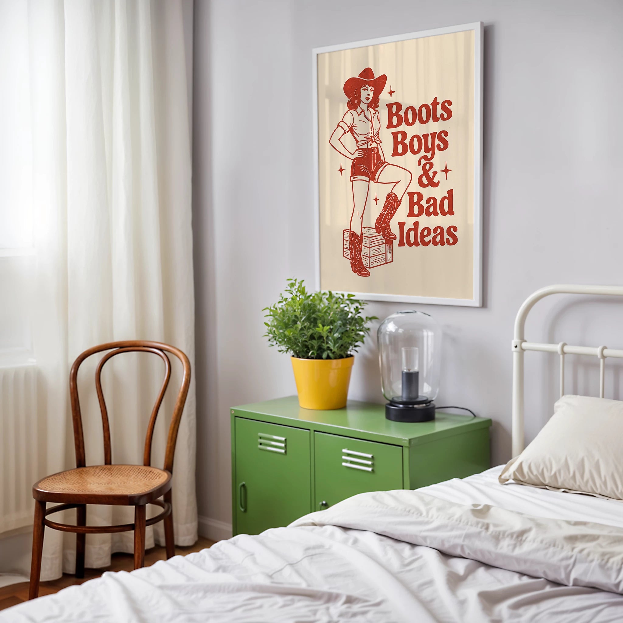 Boots, Boys & Bad Ideas Slogan Poster