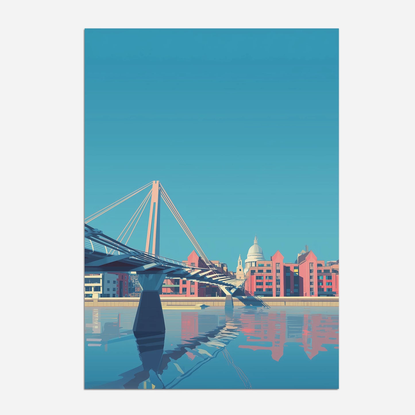 The Millennium Bridge London England Travel Poster