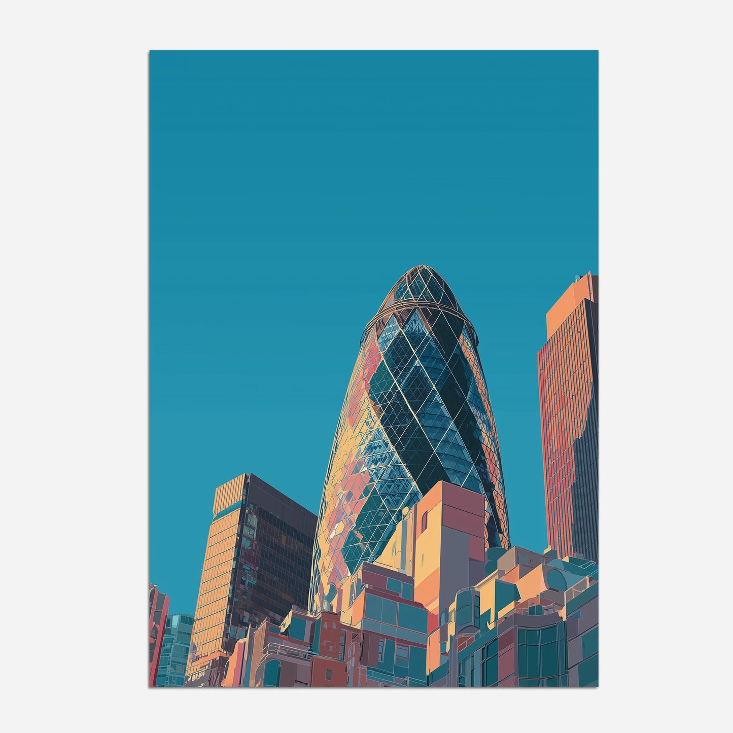 The Gherkin London England Travel Poster