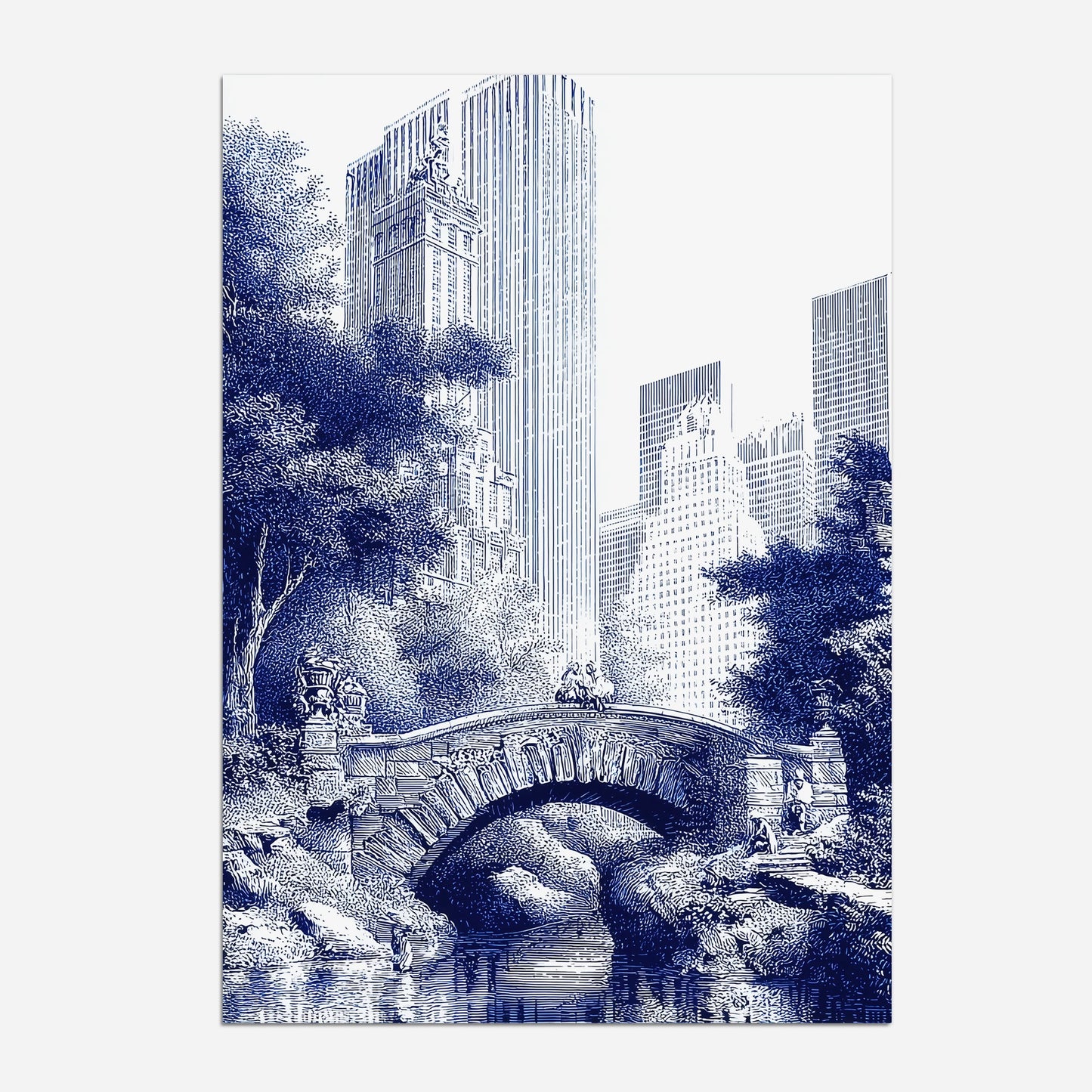 Central Park Bridge New York America Travel Poster