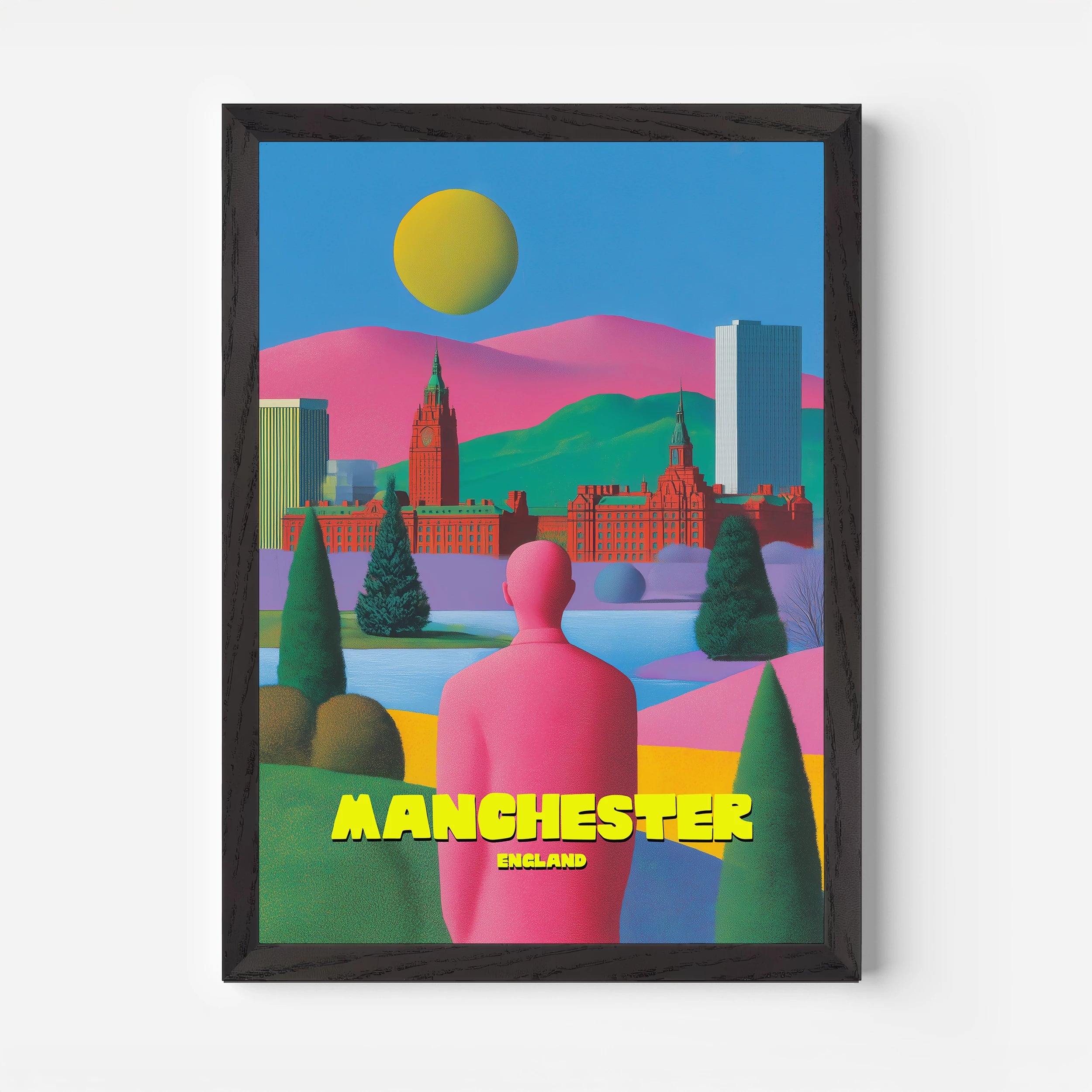 Manchester Skyline England Travel Poster