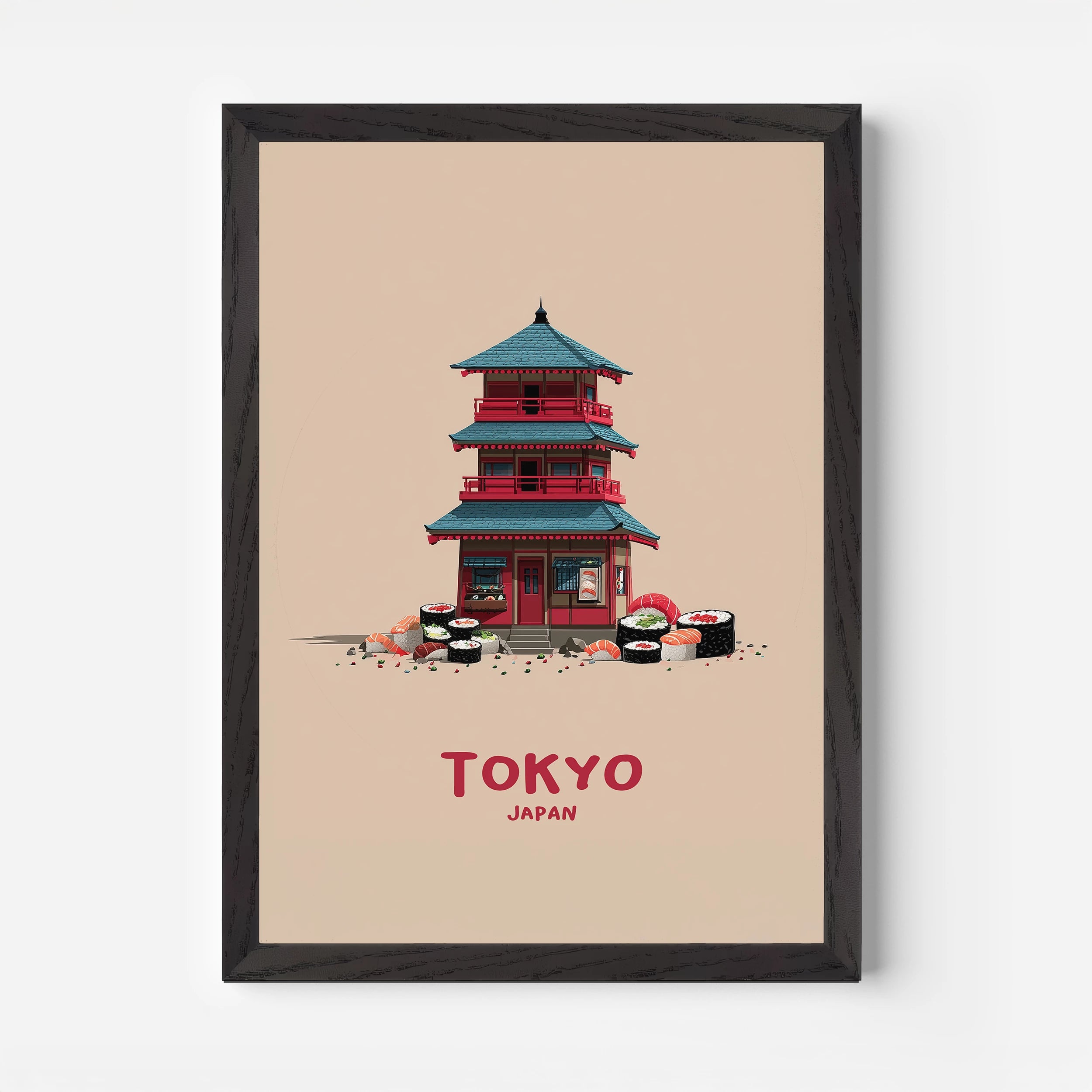 Tokyo Pagoda Japan Asia Travel Poster