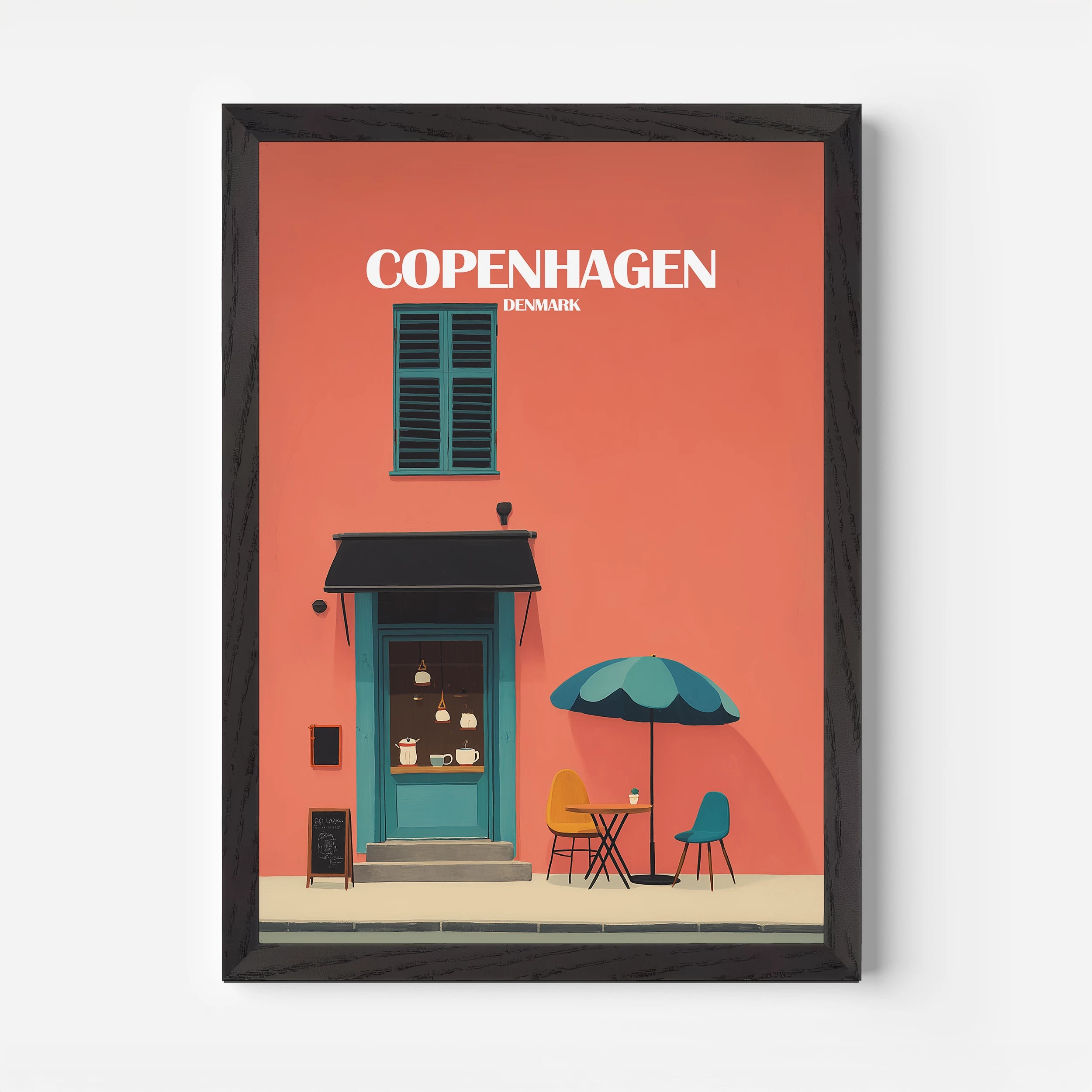 Copenhagen Cafe Denmark Europe Travel Poster