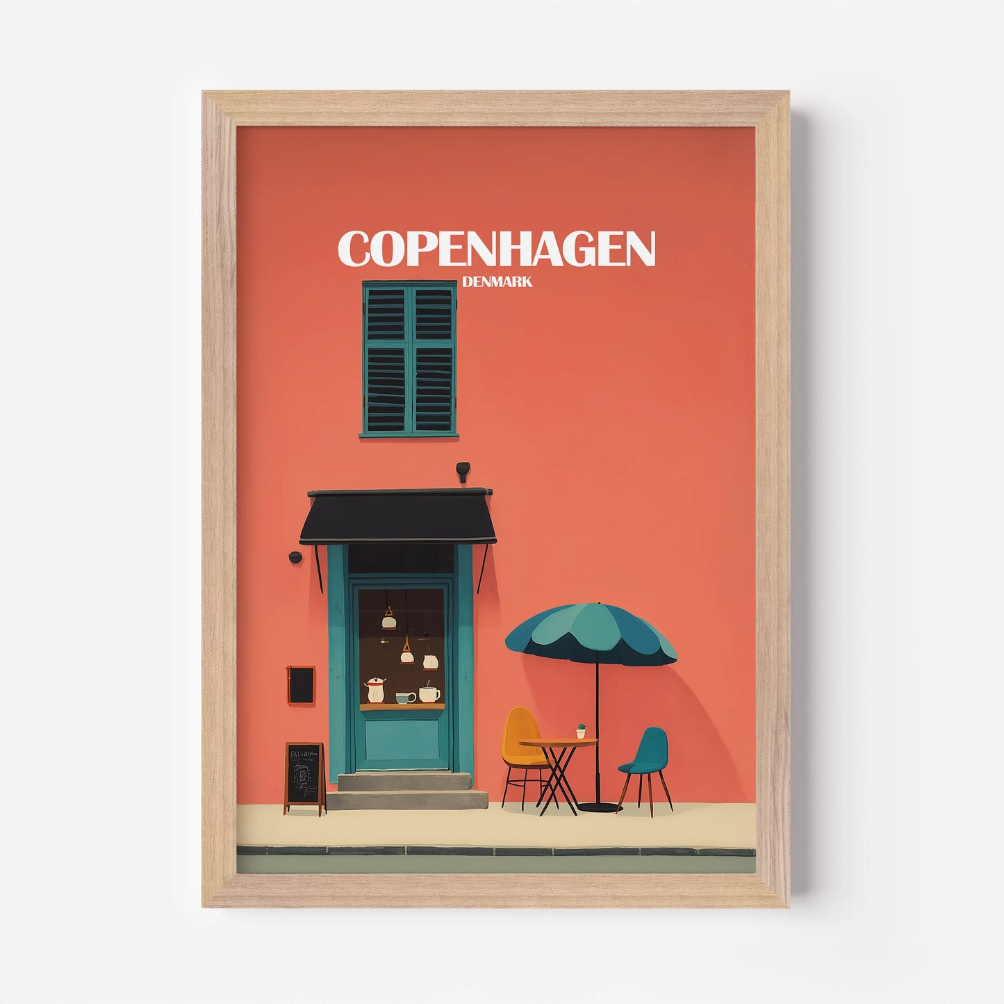 Copenhagen Cafe Denmark Europe Travel Poster