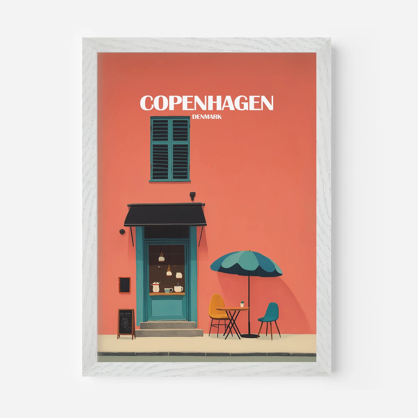Copenhagen Cafe Denmark Europe Travel Poster