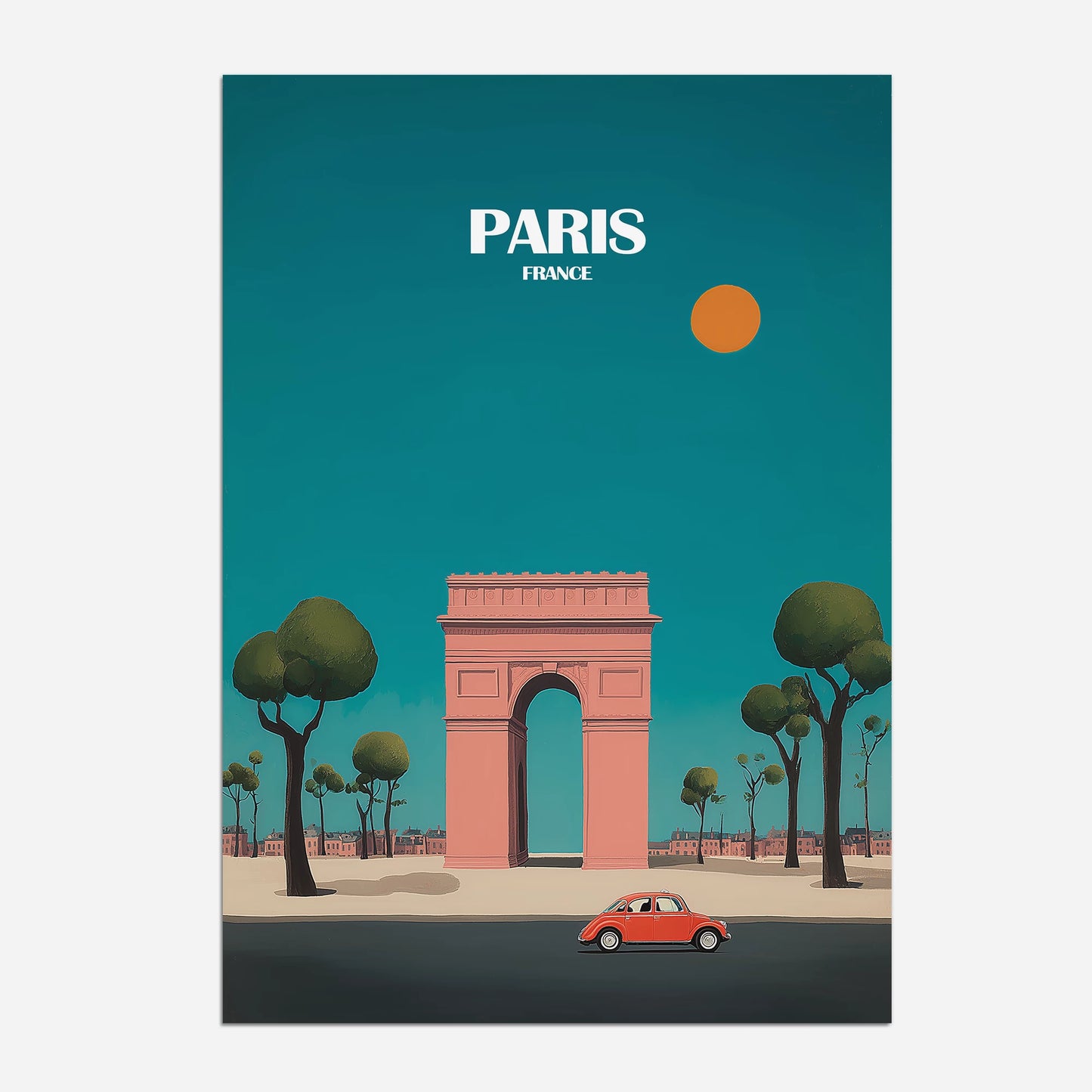 Paris France Arc de Triomphe Europe Travel Poster