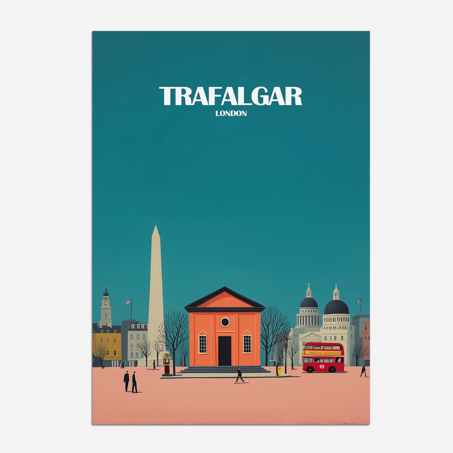 London Trafalgar Square England Travel Poster