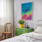 Neon Plane Flight Travel Poster