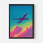 Neon Plane Flight Travel Poster