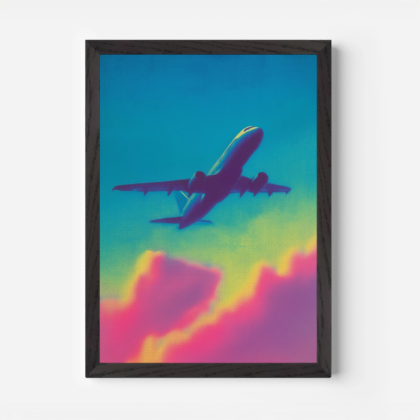 Neon Plane Flight Travel Poster