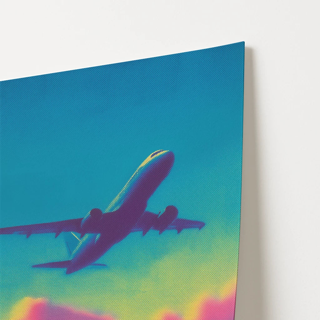 Neon Plane Flight Travel Poster