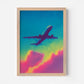 Neon Plane Flight Travel Poster