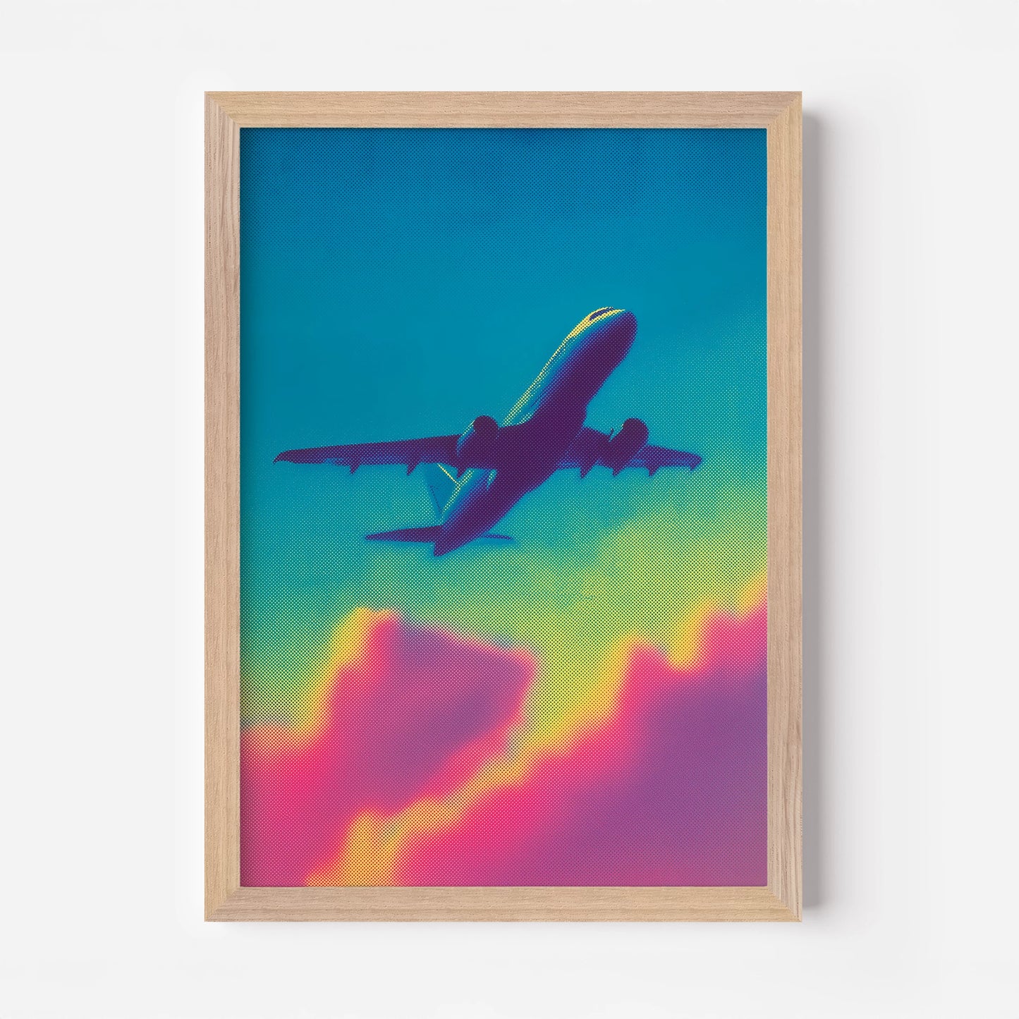 Neon Plane Flight Travel Poster