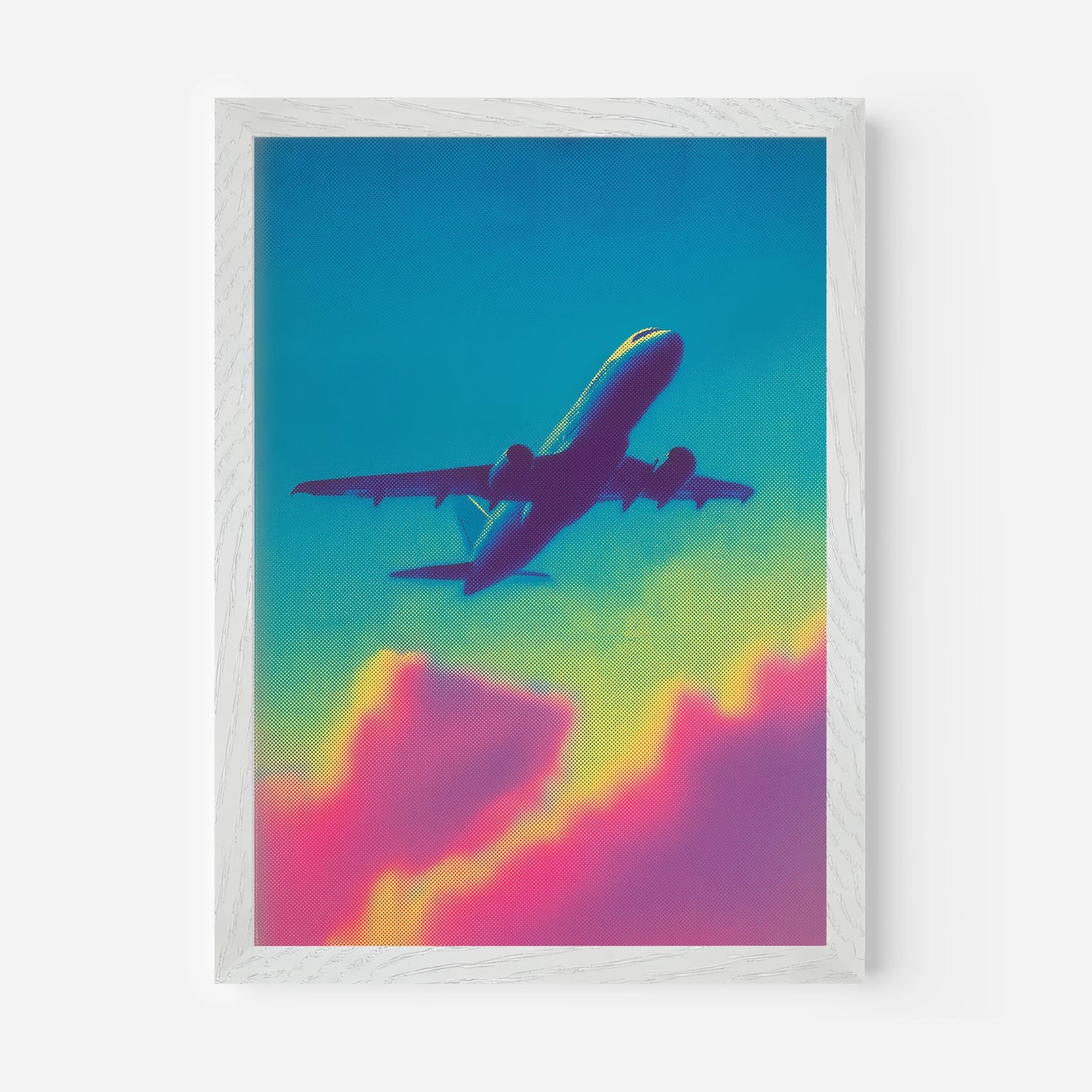 Neon Plane Flight Travel Poster